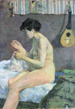 Nu impressionniste œuvres - Study of a Nude Suzanne Sewing Paul Gauguin impressionism